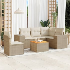 Garden sofa set with cushions 6 pieces beige synthetic rattan by , Garden sets - Ref: Foro24-3257780, Price: 551,98 €, Discou...