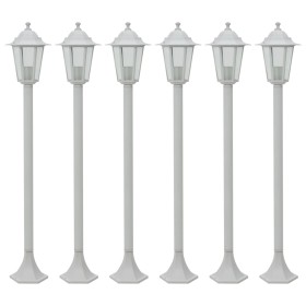 Farolas de jardín aluminio blancas E27 110 cm 6 unidades de , Iluminación de exterior - Ref: Foro24-44215, Precio: 137,99 €, ...