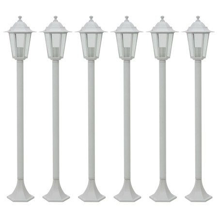 Farolas de jardín aluminio blancas E27 110 cm 6 unidades de , Iluminación de exterior - Ref: Foro24-44215, Precio: 158,22 €, ...