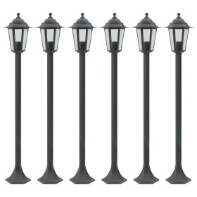 Dark green aluminum garden lamps E27 110 cm 6 units by , Outdoor lighting - Ref: Foro24-44214, Price: 133,62 €, Discount: %