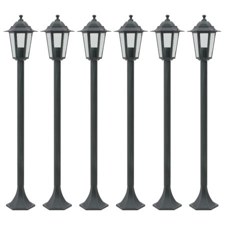 Dark green aluminum garden lamps E27 110 cm 6 units by , Outdoor lighting - Ref: Foro24-44214, Price: 133,62 €, Discount: %