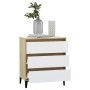 Aparador madera contrachapada blanco y roble Sonoma 60x35x69 cm de , Aparadores - Ref: Foro24-806099, Precio: 71,39 €, Descue...