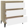 Aparador madera contrachapada blanco y roble Sonoma 60x35x69 cm de , Aparadores - Ref: Foro24-806099, Precio: 71,39 €, Descue...