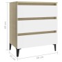 Aparador madera contrachapada blanco y roble Sonoma 60x35x69 cm de , Aparadores - Ref: Foro24-806099, Precio: 71,39 €, Descue...