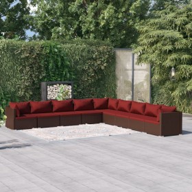 9-piece garden furniture set and brown synthetic rattan cushions by , Garden sets - Ref: Foro24-3101787, Price: 978,03 €, Dis...