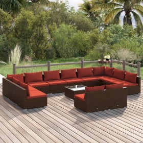 Set muebles de jardín 13 piezas cojines ratán sintético marrón de , Conjuntos de jardín - Ref: Foro24-3102147, Precio: 1,00 €...