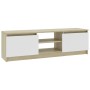 Sonoma Oak White Chipboard TV Cabinet 120x30x35.5 cm by , TV Furniture - Ref: Foro24-800572, Price: 72,82 €, Discount: %