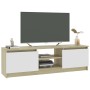 Sonoma Oak White Chipboard TV Cabinet 120x30x35.5 cm by , TV Furniture - Ref: Foro24-800572, Price: 72,82 €, Discount: %