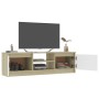 Sonoma Oak White Chipboard TV Cabinet 120x30x35.5 cm by , TV Furniture - Ref: Foro24-800572, Price: 72,82 €, Discount: %