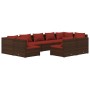 Set muebles de jardín 9 piezas y cojines ratán sintético marrón de , Conjuntos de jardín - Ref: Foro24-3102027, Precio: 1,00 ...