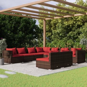 9-teiliges Gartenmöbel-Set und braune synthetische Rattankissen von , Gartensets - Ref: Foro24-3102419, Preis: 973,99 €, Raba...