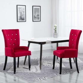 Sillas de comedor con reposabrazos terciopelo rojo 2 unidades de , Sillas de comedor - Ref: Foro24-276920, Precio: 337,43 €, ...