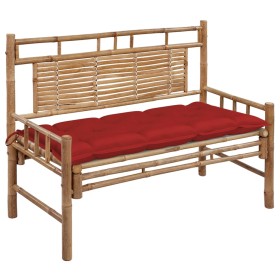 Garden bench with bamboo cushion 120 cm by , garden benches - Ref: Foro24-3063897, Price: 119,99 €, Discount: %