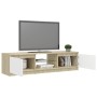 Mueble de TV con luces LED blanco y roble Sonoma 140x40x35,5 cm de , Muebles TV - Ref: Foro24-804297, Precio: 100,30 €, Descu...