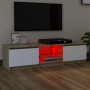 TV cabinet with LED lights white and Sonoma oak 140x40x35.5 cm by , TV Furniture - Ref: Foro24-804297, Price: 100,99 €, Disco...