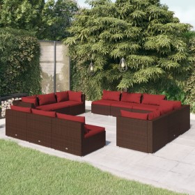 Set muebles de jardín y cojines 12 pzas ratán sintético marrón de , Conjuntos de jardín - Ref: Foro24-3101587, Precio: 1,00 €...