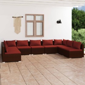 Set muebles de jardín 9 piezas y cojines ratán sintético marrón de , Conjuntos de jardín - Ref: Foro24-3101907, Precio: 1,00 ...