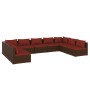 Set muebles de jardín 9 piezas y cojines ratán sintético marrón de , Conjuntos de jardín - Ref: Foro24-3101907, Precio: 1,00 ...