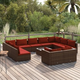 Gartenmöbel-Set 12-teilig und braune synthetische Rattankissen von , Gartensets - Ref: Foro24-3102083, Preis: 1,00 €, Rabatt: %