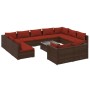 Set muebles de jardín 12 pzas y cojines ratán sintético marrón de , Conjuntos de jardín - Ref: Foro24-3102083, Precio: 1,00 €...