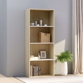 4-level white oak veneer bookshelf 60x30x151.5cm by , Bookcases and shelves - Ref: Foro24-800986, Price: 89,99 €, Discount: %