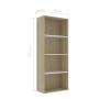 4-level white oak veneer bookshelf 60x30x151.5cm by , Bookcases and shelves - Ref: Foro24-800986, Price: 89,06 €, Discount: %