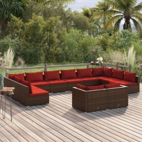 Set muebles de jardín 12 pzas y cojines ratán sintético marrón de , Conjuntos de jardín - Ref: Foro24-3102091, Precio: 1,00 €...