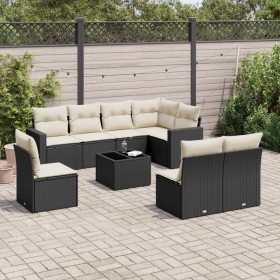 Set aus 8-teiligen Gartensofas und Kissen Kunstrattan schwarz von , Modulare Sofas für den Außenbereich - Ref: Foro24-3251413...