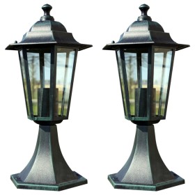 Garden lamp 2 pcs dark green/black aluminum by , Outdoor lighting - Ref: Foro24-3057507, Price: 44,99 €, Discount: %