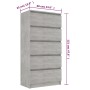 Sideboard with gray concrete plywood drawers 60x35x121 cm by , Sideboards - Ref: Foro24-801413, Price: 129,99 €, Discount: %