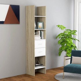 Regal aus Sperrholz in Weiß und Eiche, 40 x 35 x 180 cm von , Bücherregale und Regale - Ref: Foro24-803421, Preis: 108,34 €, ...