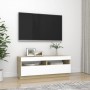 TV cabinet with LED lights white and Sonoma oak 100x35x40 cm by , TV Furniture - Ref: Foro24-804459, Price: 96,09 €, Discount: %