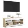 TV cabinet with LED lights white and Sonoma oak 100x35x40 cm by , TV Furniture - Ref: Foro24-804459, Price: 96,09 €, Discount: %