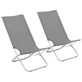 Folding beach chairs 2 units gray fabric by , Garden chairs - Ref: Foro24-310377, Price: 69,99 €, Discount: %