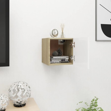 White and Sonoma oak wall-mounted living room furniture 30.5x30x30 cm by , TV Furniture - Ref: Foro24-804496, Price: 35,47 €,...