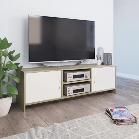 White and oak plywood TV cabinet 120x30x37.5 cm by , TV Furniture - Ref: Foro24-800284, Price: 95,26 €, Discount: %