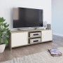 Mueble de TV madera contrachapada blanco y roble 120x30x37,5 cm de , Muebles TV - Ref: Foro24-800284, Precio: 95,26 €, Descue...