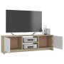 Mueble de TV madera contrachapada blanco y roble 120x30x37,5 cm de , Muebles TV - Ref: Foro24-800284, Precio: 95,26 €, Descue...