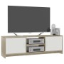 Mueble de TV madera contrachapada blanco y roble 120x30x37,5 cm de , Muebles TV - Ref: Foro24-800284, Precio: 95,26 €, Descue...