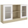 White and oak plywood display case 120x30.5x70 cm by , Sideboards - Ref: Foro24-802791, Price: 114,99 €, Discount: %