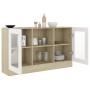 Vitrina de madera contrachapada blanco y roble 120x30,5x70 cm de , Aparadores - Ref: Foro24-802791, Precio: 114,99 €, Descuen...