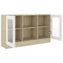 Vitrina de madera contrachapada blanco y roble 120x30,5x70 cm de , Aparadores - Ref: Foro24-802791, Precio: 114,99 €, Descuen...