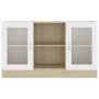 Vitrina de madera contrachapada blanco y roble 120x30,5x70 cm de , Aparadores - Ref: Foro24-802791, Precio: 114,99 €, Descuen...