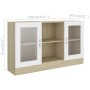 Vitrina de madera contrachapada blanco y roble 120x30,5x70 cm de , Aparadores - Ref: Foro24-802791, Precio: 114,99 €, Descuen...