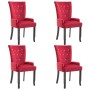 Sillas de comedor con reposabrazos terciopelo rojo 4 unidades de , Sillas de comedor - Ref: Foro24-276921, Precio: 672,07 €, ...