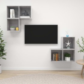 Concrete Gray Chipboard 4-Piece TV Cabinet Set by , TV Furniture - Ref: Foro24-3079767, Price: 115,99 €, Discount: %