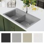 Built-in two-bowl gray granite sink by , Sinks - Ref: Foro24-141676, Price: 296,57 €, Discount: %