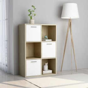 White and oak plywood TV cabinet 60x29.5x90 cm by , Bookcases and shelves - Ref: Foro24-801139, Price: 96,99 €, Discount: %