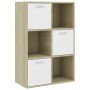 White and oak plywood TV cabinet 60x29.5x90 cm by , Bookcases and shelves - Ref: Foro24-801139, Price: 96,99 €, Discount: %