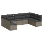 9-teiliges Gartenmöbel-Set und graue synthetische Rattankissen von , Gartensets - Ref: Foro24-3249909, Preis: 523,99 €, Rabat...